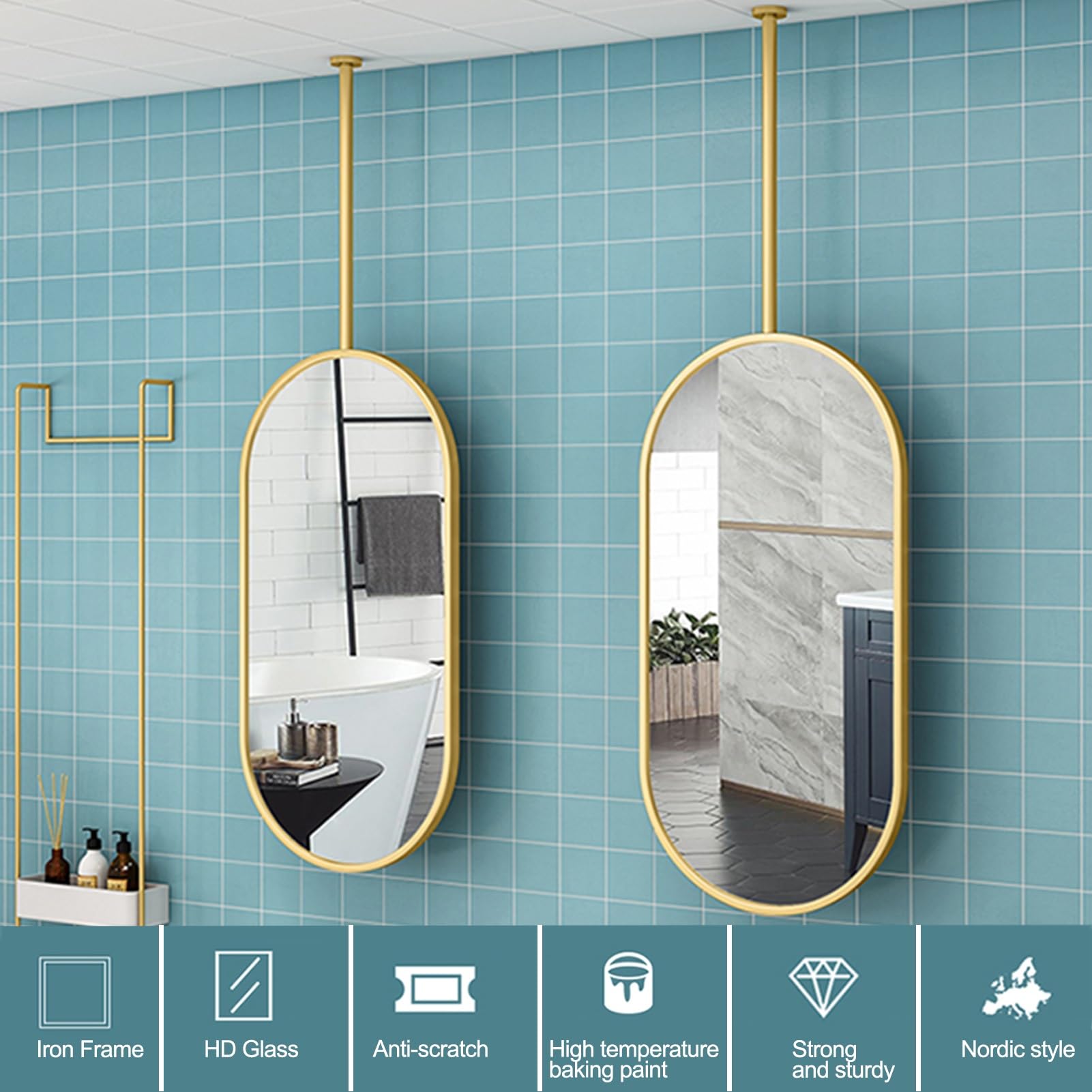 Juego de baño flotante HD con anillos de metal Ovaler Spiel divertido decoración interactiva de techo para lavabo, diseño personalizable para niños y familia