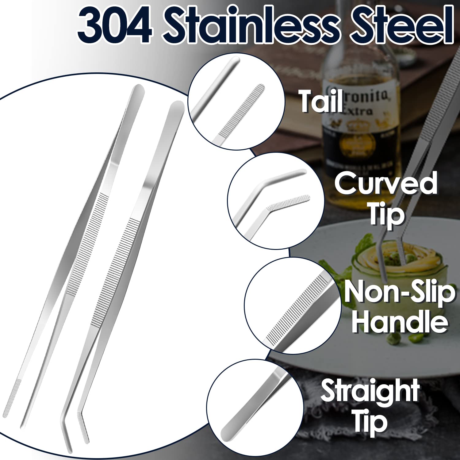 Amazon.co.jp: Gutsdoor キッチンピンセットセット ステンレススチール