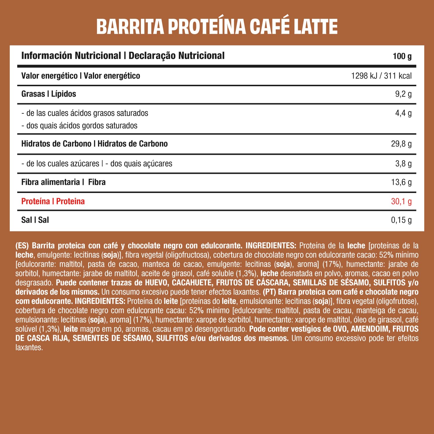 JustLoading Barrita Proteica sabor Café Latte – 30% Proteína · Baja en Azucar · Sin Aceite de Palma – Snack ideal para Recuperación y Saciedad – Pack 30 Unidades de 35 g