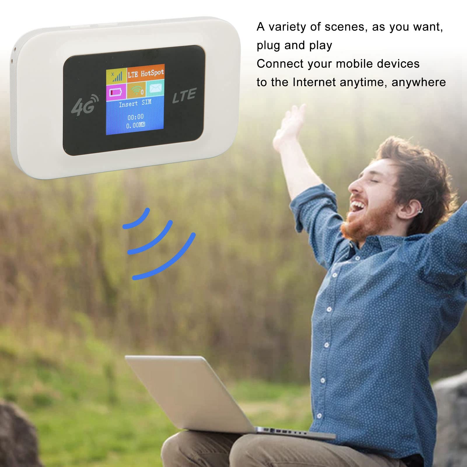 Router Mobilny 4G LTE, D523 4G LTE Mobilny Hotspot WiFi 150 Mb/s Przenośne Urządzenie WiFi z Gniazdem Karty SIM do Obsługi Podróży B1/B3/B5/B8 Band