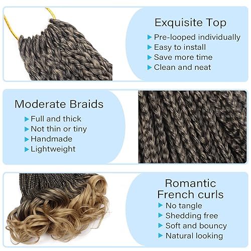 Miniatura 3 de Goddess Box - Trenzas de ganchillo de 10 pulgadas, color 24, rizado francés, trenzas de ganchillo preenlazadas, cabello trenzado francés sin nudos,