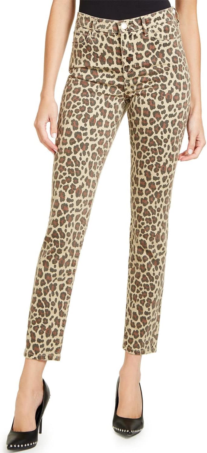 GUESS Skinny Animal Print Trousers, Jungle Double, US 26 Beiges