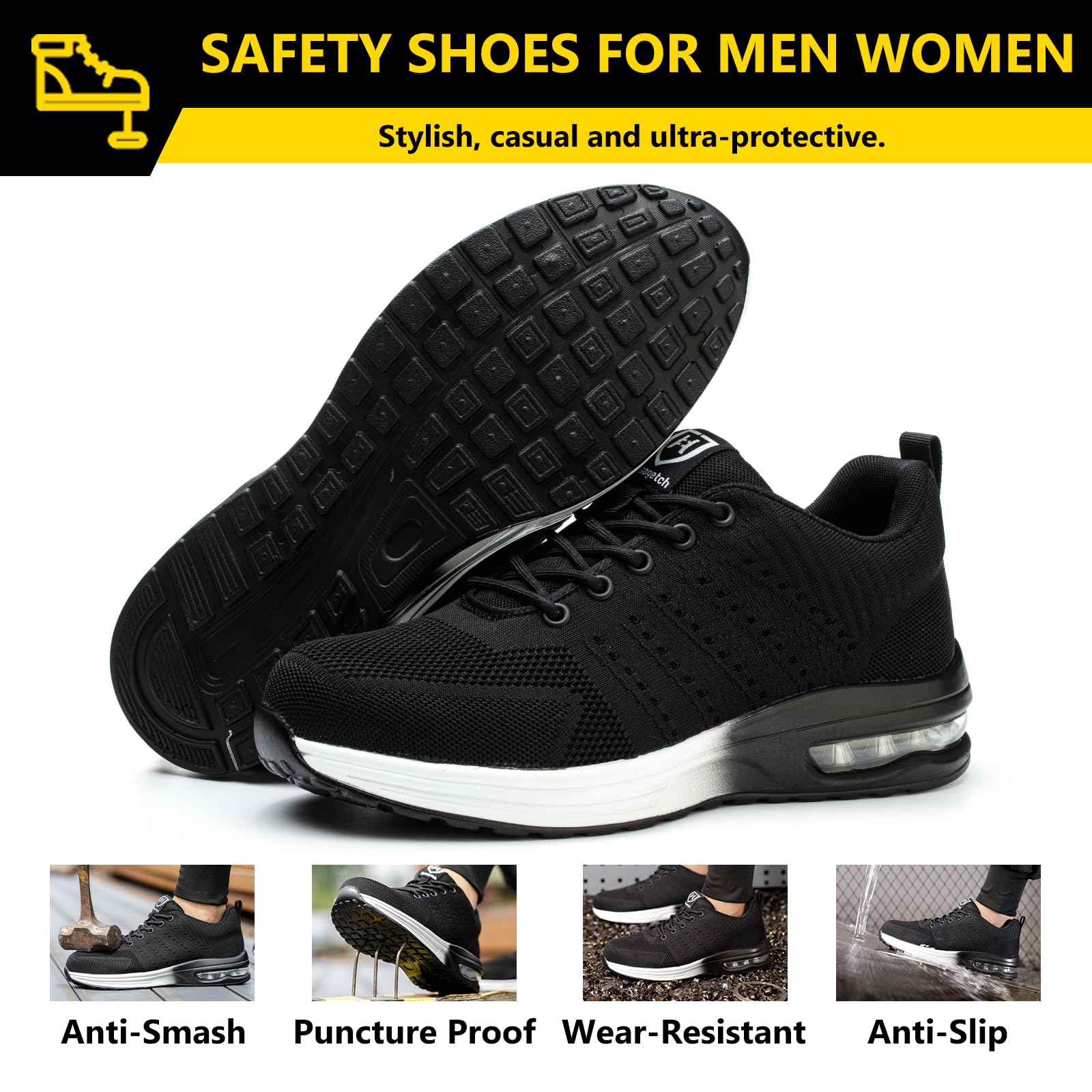 Baofular Scarpe Antinfortunistiche Uomo Donna Leggere Scarpe da Lavoro Comode Scarpe Sicurezza Antiscivolo Traspiranti