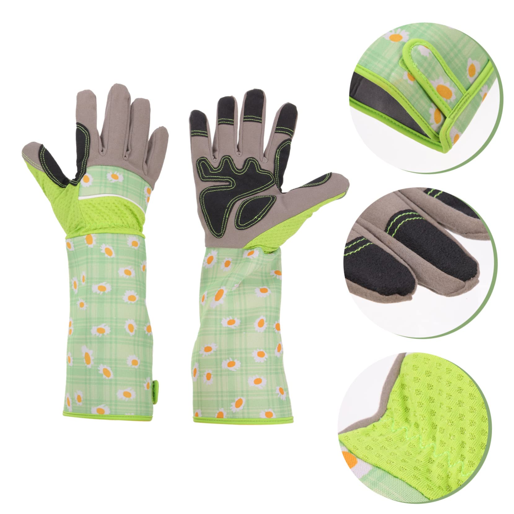 HANABASS Guantes de Jardinería Estampados Largos Protección para Manos, Material de Pu y Tela, Flexibles para Trabajo al Aire Libre y Cuidado del Jardín