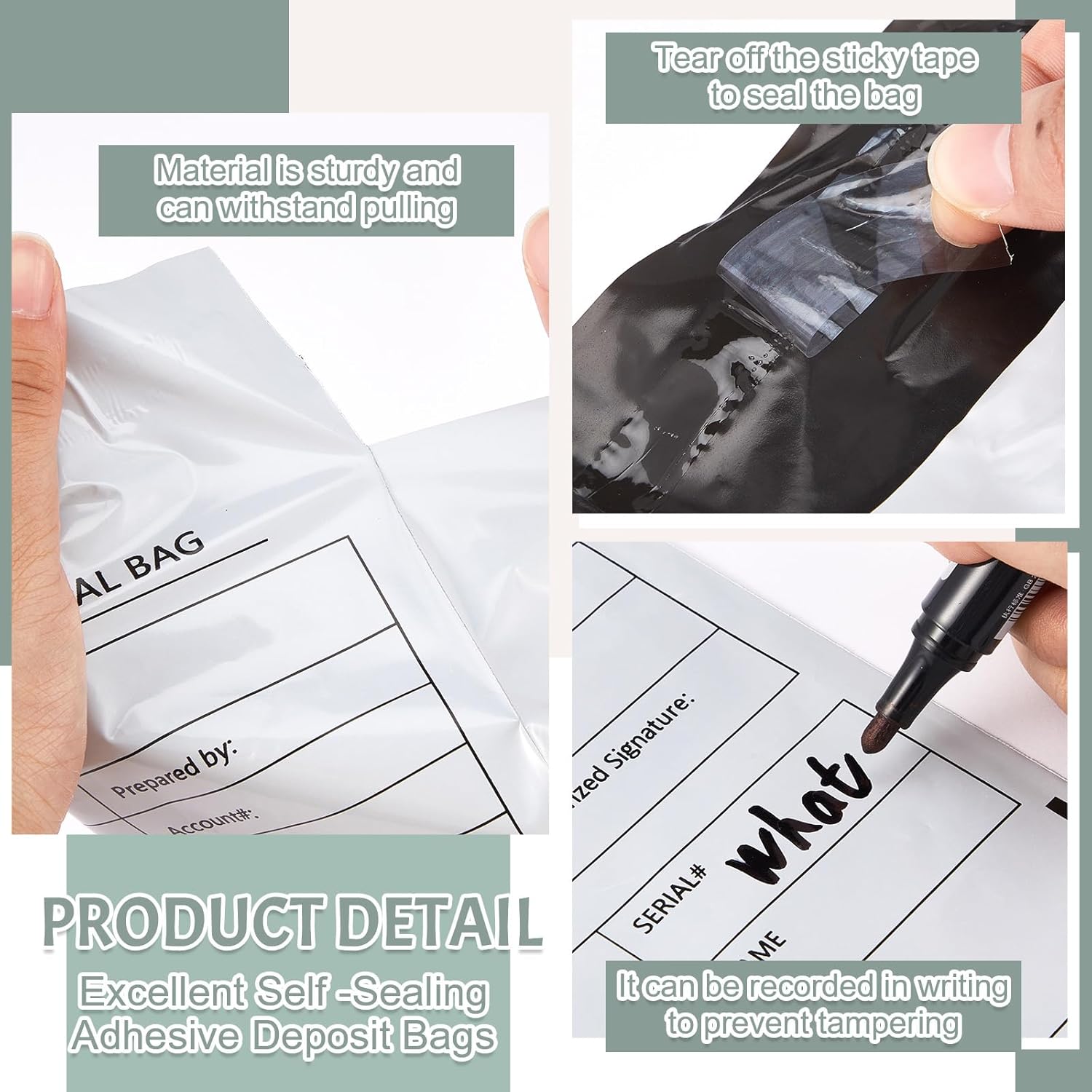 Lewtemi 300 Pieces 6 x 9 Inch Bank Deposit Cash Transmittal Bags Tamper Evident Security Pocket Self Adhesive Polyurethane Bags Audit Friendly for Bank Currency, Checks Receipts(Opaque) - Image 5