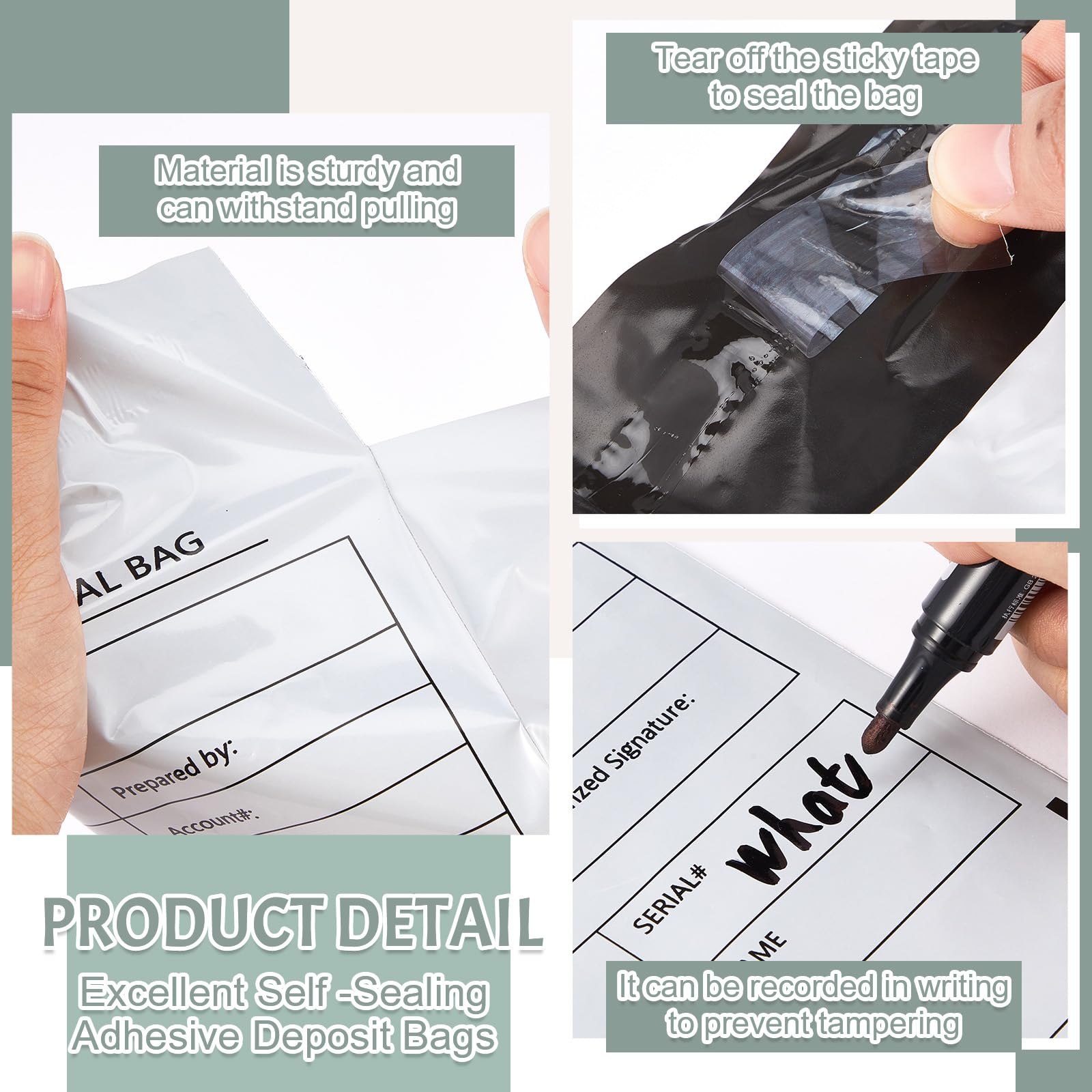 Lewtemi Lot de 300 pochettes de sécurité autocollantes en polyuréthane pour dépôt bancaire, chèques reçus, 15,2 x 22,9 cm
