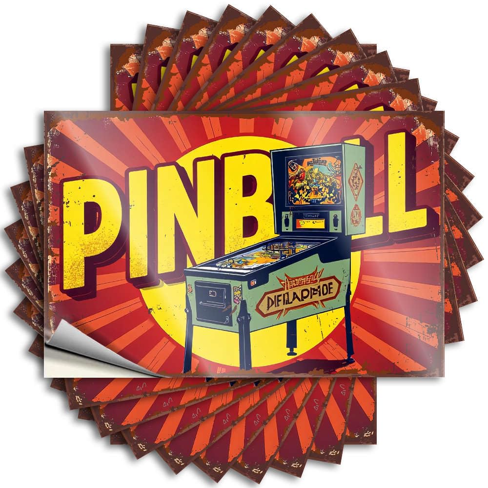Vintage Pinball Machine Ad Optical Illusion Cool Room Stuff - Bumper Door Removable Vinyl Decal(8X12CM)
