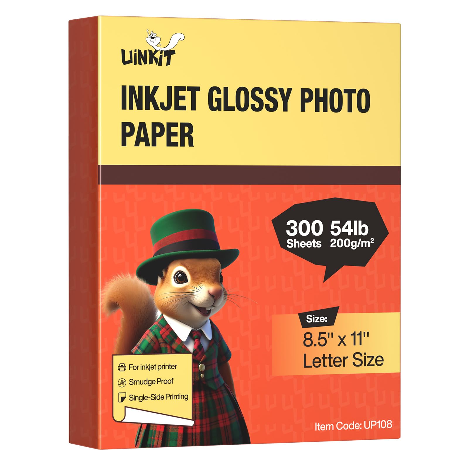Uinkit Lot de 300 feuilles de papier photo brillant pour imprimante à jet d'encre 24,5 x 27,9 cm
