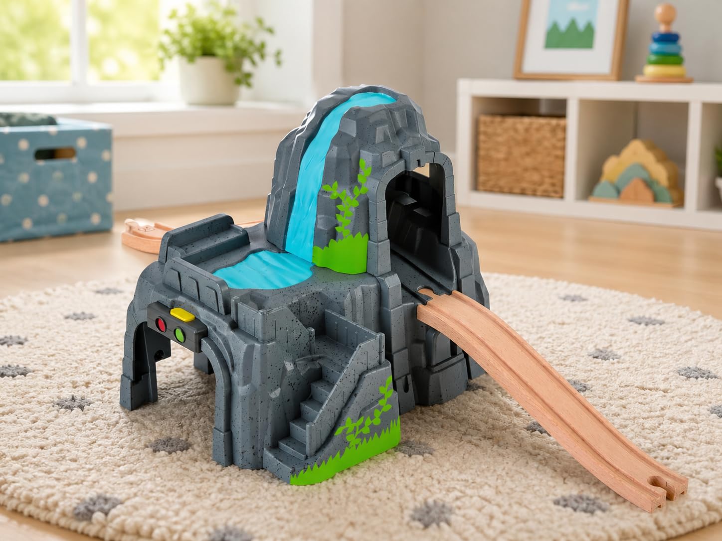 Hape Eisenbahn Set XXL, Zug Starter Set mit großem Schienen Ausbau, Zubehör & Lok Erweiterung, Holzeisenbahn Komplettset ab 3 Jahren