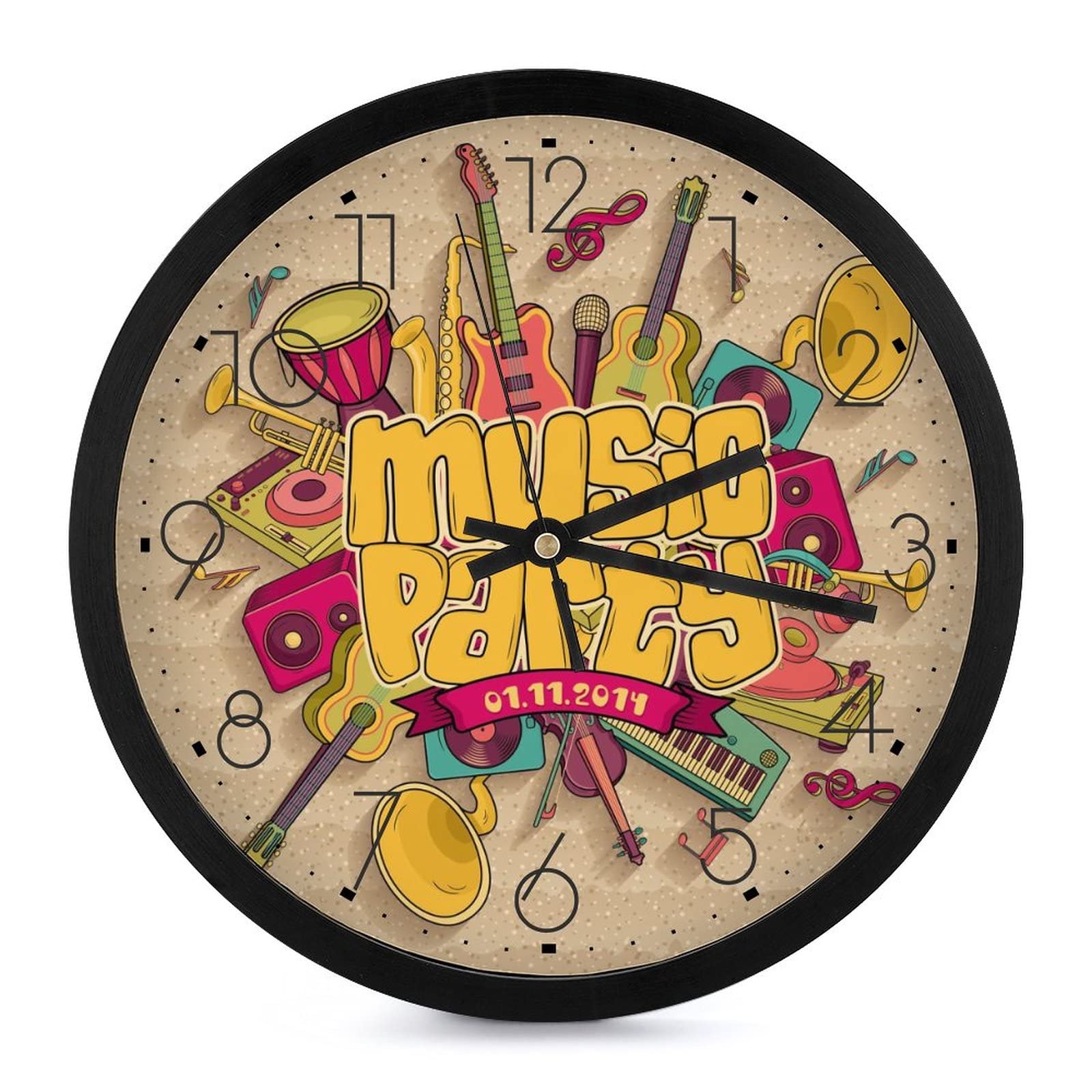Horloge murale musique lisible grâce aux grands chiffres sur cadran de 25.4cm