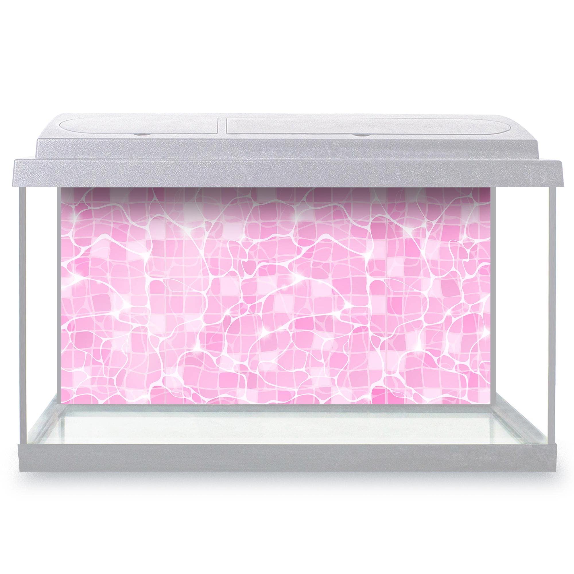 DV DESIGN Aquarium Fish Tank Background 100x50 cm - Water Pink Aqua Surface Transparent Liquid Texture Sun Rays Light Static Cling Vinyl Vivarium Terrarium External Application #500134