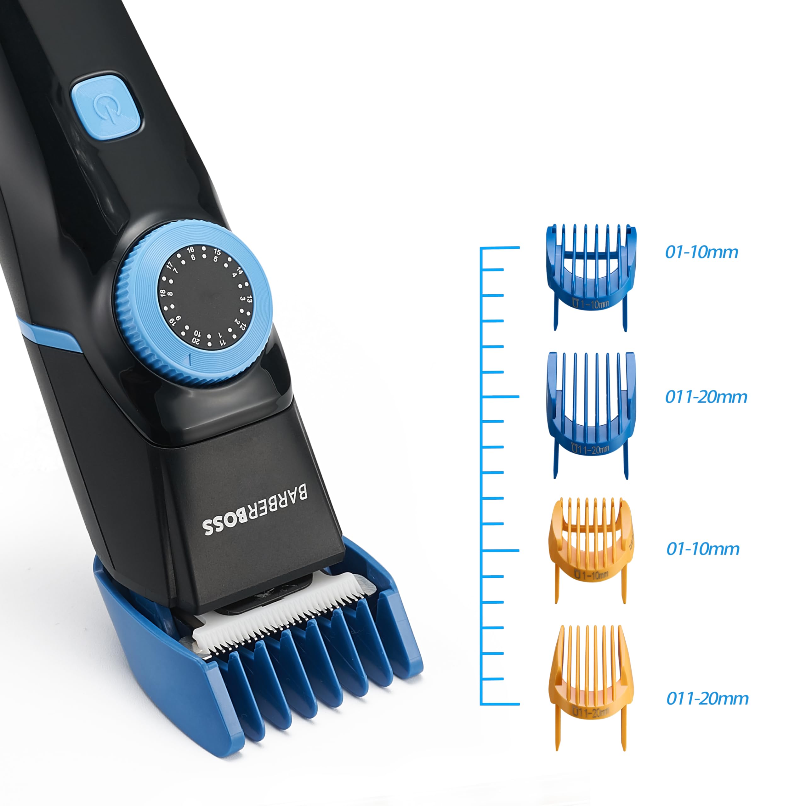 BarberBoss Regolabarba da uomo, 3 in 1, per capelli, barba e dettagli, display a LED, 3 testine di taglio, ricarica USB e design impermeabile, kit di toelettatura ricaricabile con quadrante