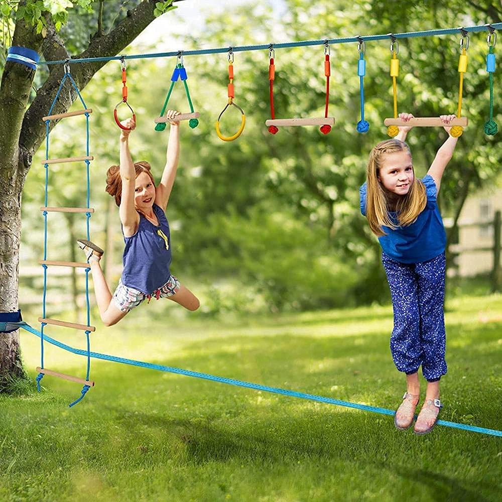 Amazon.com: SXXJ 65ft Slackline Obstacle Course for Kids