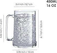 Vista 2 de Juego de 2 tazas de hielo de gel de doble pared para congelador, transparentes, 16 onzas, color blanco