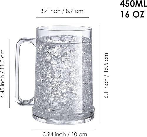 Miniatura 5 de Juego de 4 tazas de hielo congeladas de gel de doble pared de 16 oz (blanco)