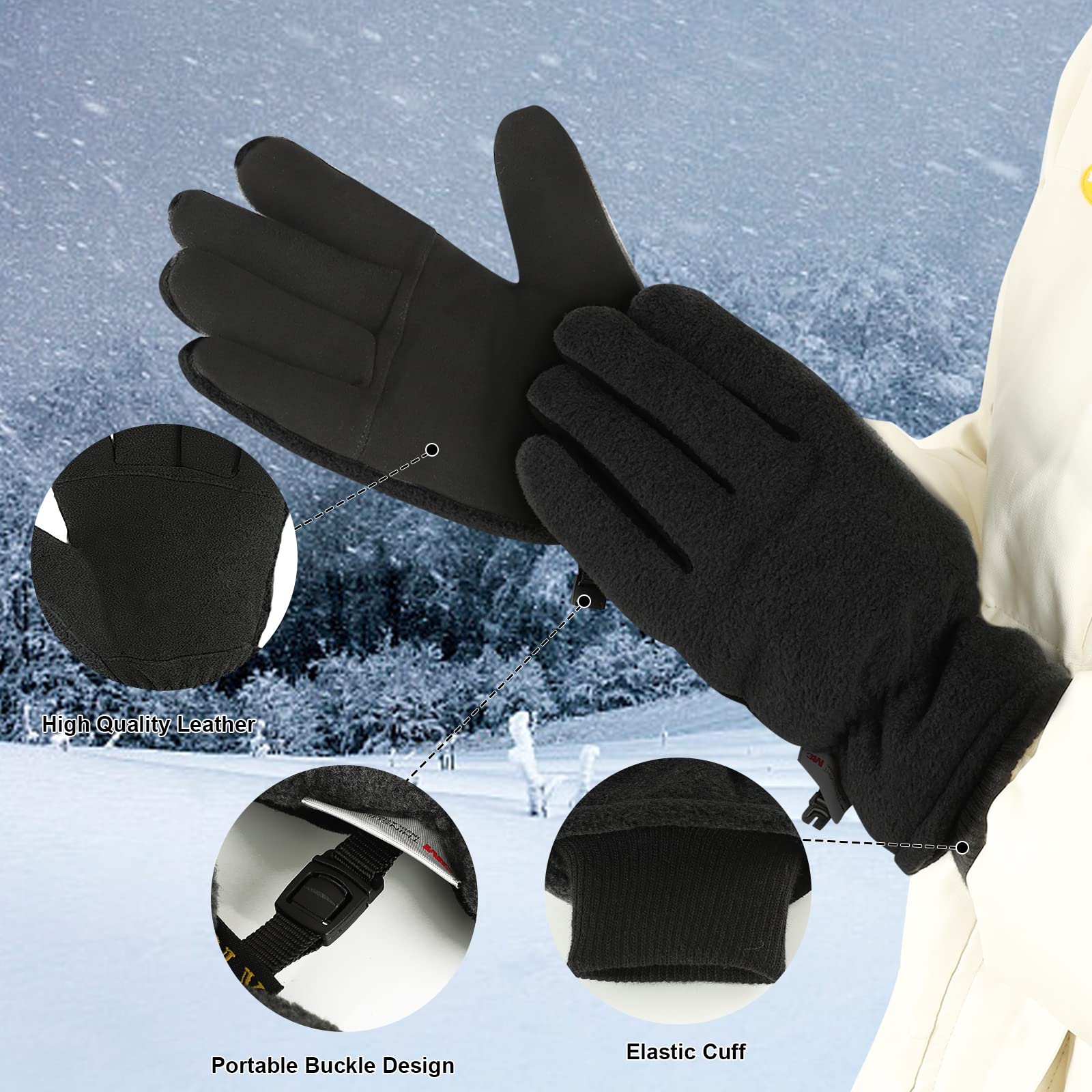 Vihir Gants De Ski Imperméables Homme/Femme – 3M Thinsulate Chaleur, Écran Tactile, Antidérapants, Idéaux Ski, Snowboard, Vélo Hiver