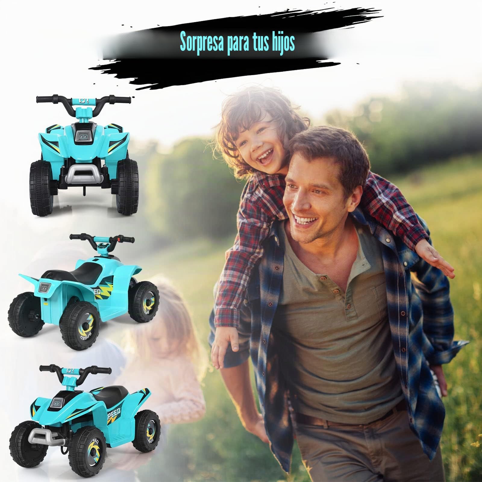 GOPLUS Quad Eléctrico ATV 6V para Niños de 3+ Años, Moto Electrica Infantil con Función Delante y Atrás, Vehículo Eléctrico con Velocidad 2.8-4.6 km/h, Carga Máxima 30 KG, 73 x 40 x 44,5 cm, Azul
