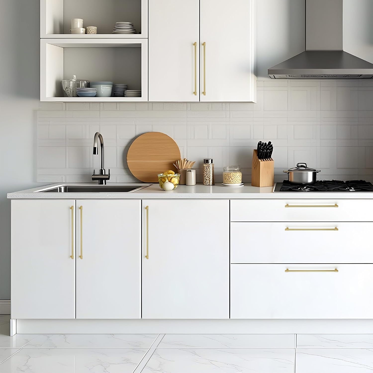 Ravinte Brushed Gold Kitchen Pulls Cabinet Handles 12-3/5 Inch 5 Pack