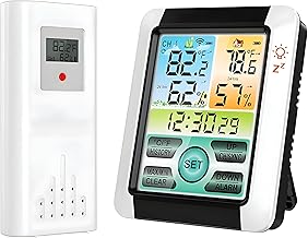 DeWire Wireless Weather Station with 1 Remote Sensor [Supports Upto 3] Digital Touch Screen Hygrometer Thermometer with Backlight, Indoor Outdoor Temperature Humidity Monitor (Weather_station)