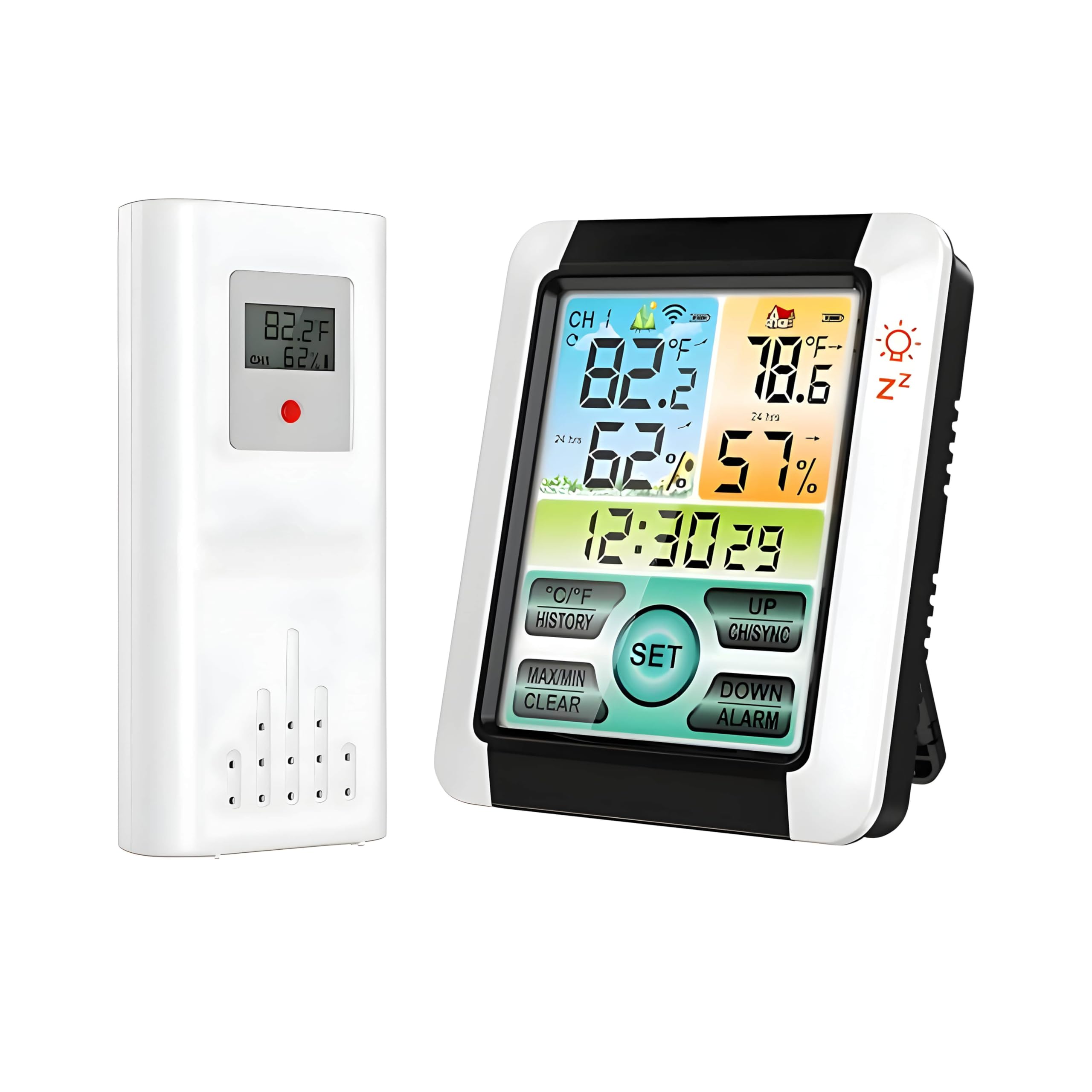 DeWire Wireless Weather Station with 1 Remote Sensor [Supports Upto 3] Digital Touch Screen Hygrometer Thermometer with Backlight, Indoor Outdoor Temperature Humidity Monitor (Weather_station)-image-32