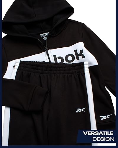 Miniatura 3 de Reebok Conjunto deportivo para bebé y niño pequeño, 2 piezas con cremallera completa, sudadera con capucha y pantalones deportivos (12M-7)