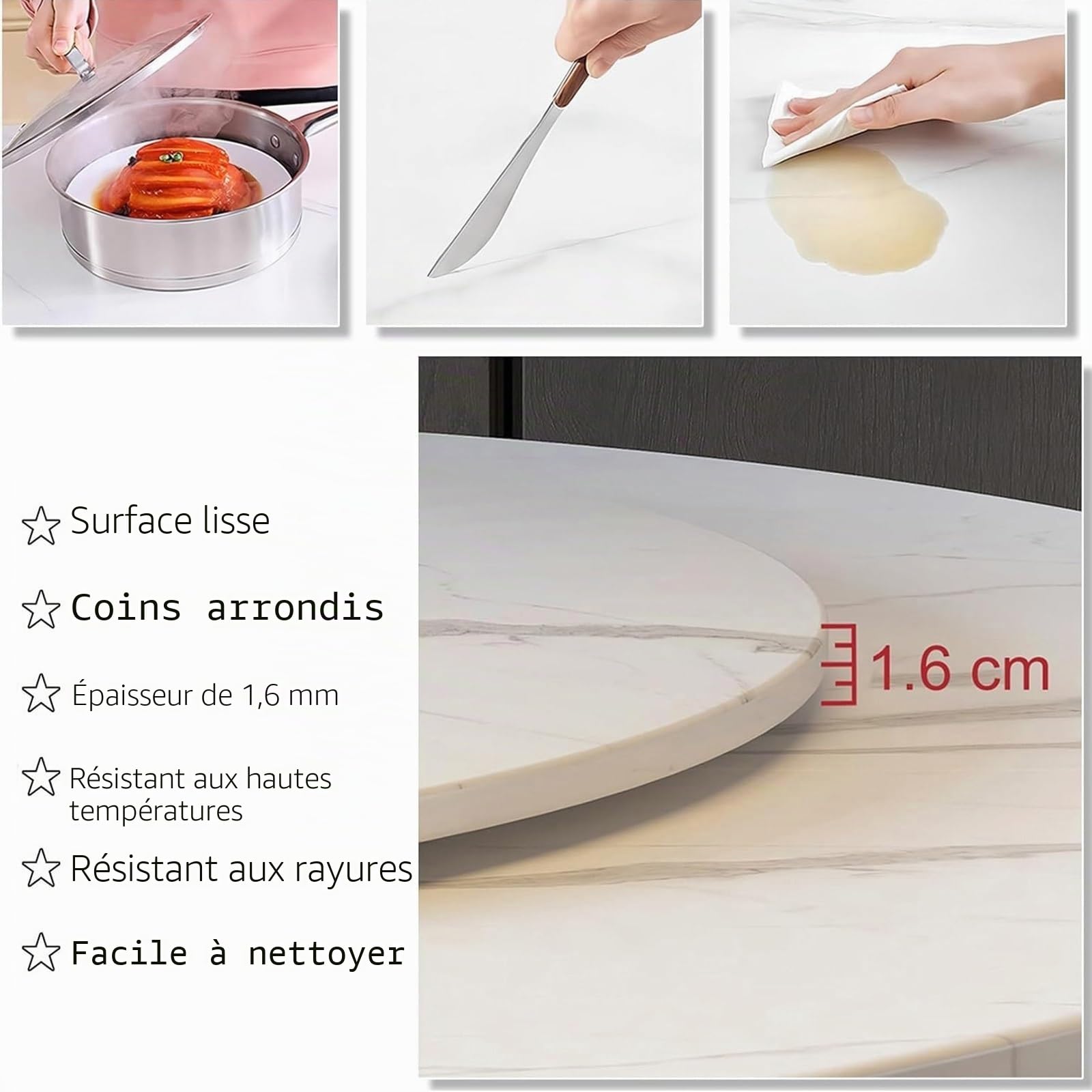 Plateau De Service Rotatif Lazy Susan En Bois Rond, Ø 50cm 60cm 70cm 80cm 90cm Grand Plateau Tournante Pour Table À Manger, Assiette De Service 360° Rotative, Avec Roulement Silencieux(Wood,Ø60cm)