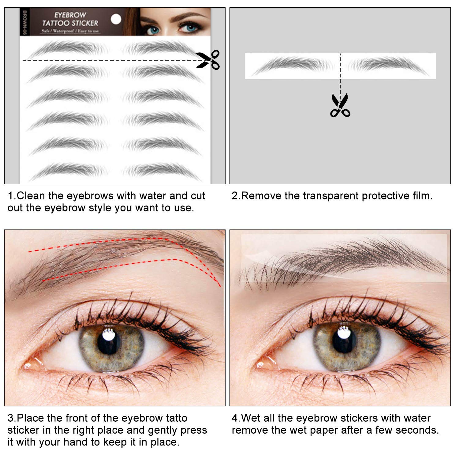 Amazon.com : 10 Sheets 4D Eyebrows Tattoo for Makeup, Hair-Like Natural  Tattoo Eyebrow Stickers, Ecological Waterproof Eyebrows Makeup For  Women-Black, 100 Pairs, 10 Style : Beauty & Personal Care
