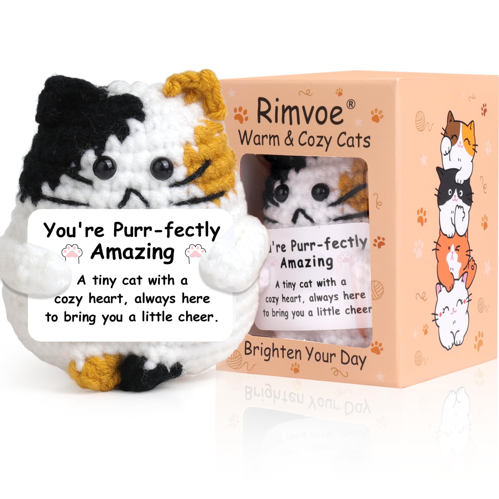 Amazon.com: Crochet Positive Cat with Encouraging Sign, Handmade