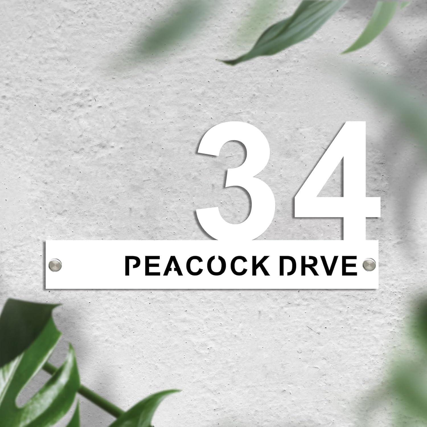 Modern Acrylic House Number Sign Decor | Mid Century Deco Address Sign with Street Name | Address Number Sign with Street Name