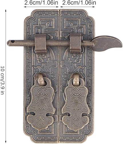 Miniatura 2 de FTVOGUE Tirador de puerta chino, latón antiguo tira de gabinete placa frontal retro auspicioso patrón de murciélago manijas decorativas de gabinete