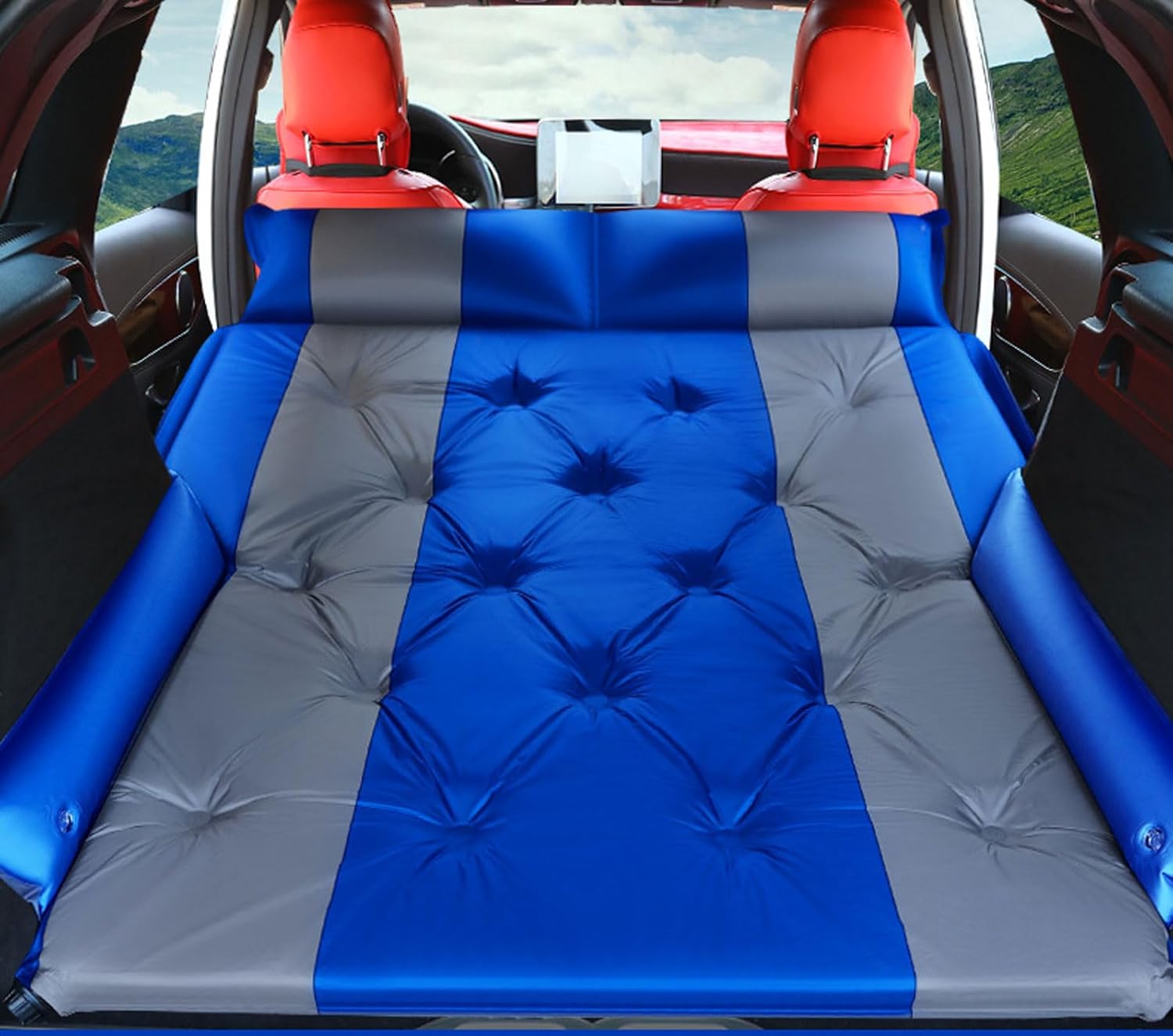 Car Air Mattress for Fiat Multipla (186) 1999-2006 2007 2008 2009 2010, Foldable Inflatable Car Mattress Portable Flocking Thickened for Outdoor Camping Car Accessories,Blue
