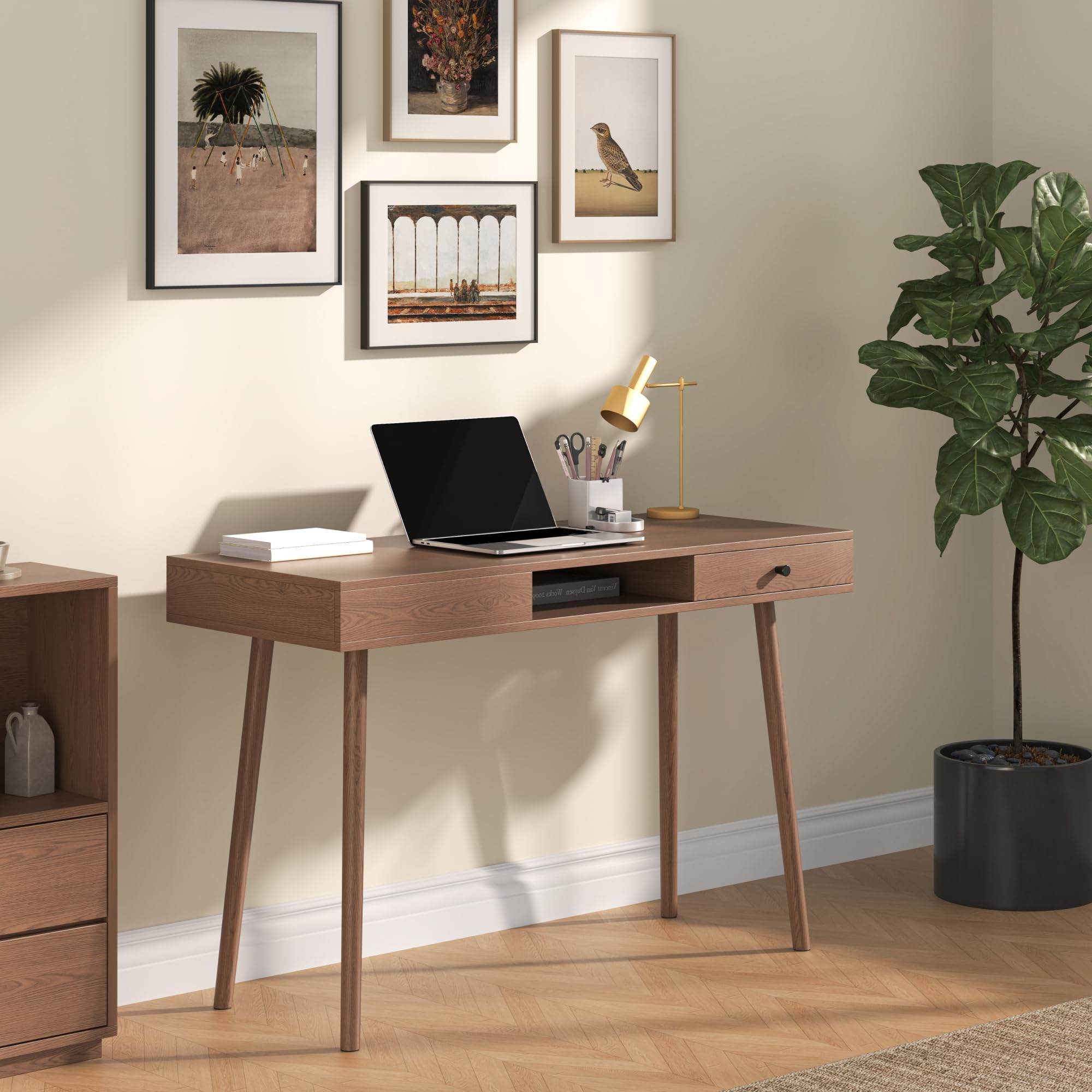 [en.casa] Scrivania con Cassetto, 75x115x48 cm Effetto Noce