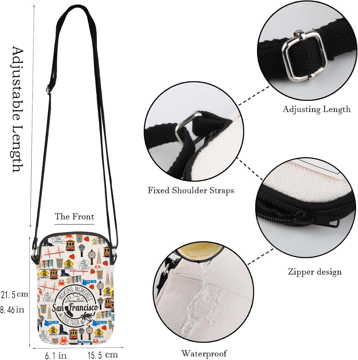 WCGXKO San Francisco Crossbody Bag San Francisco Skyline Gift San Francisco Messenger Bag image 4