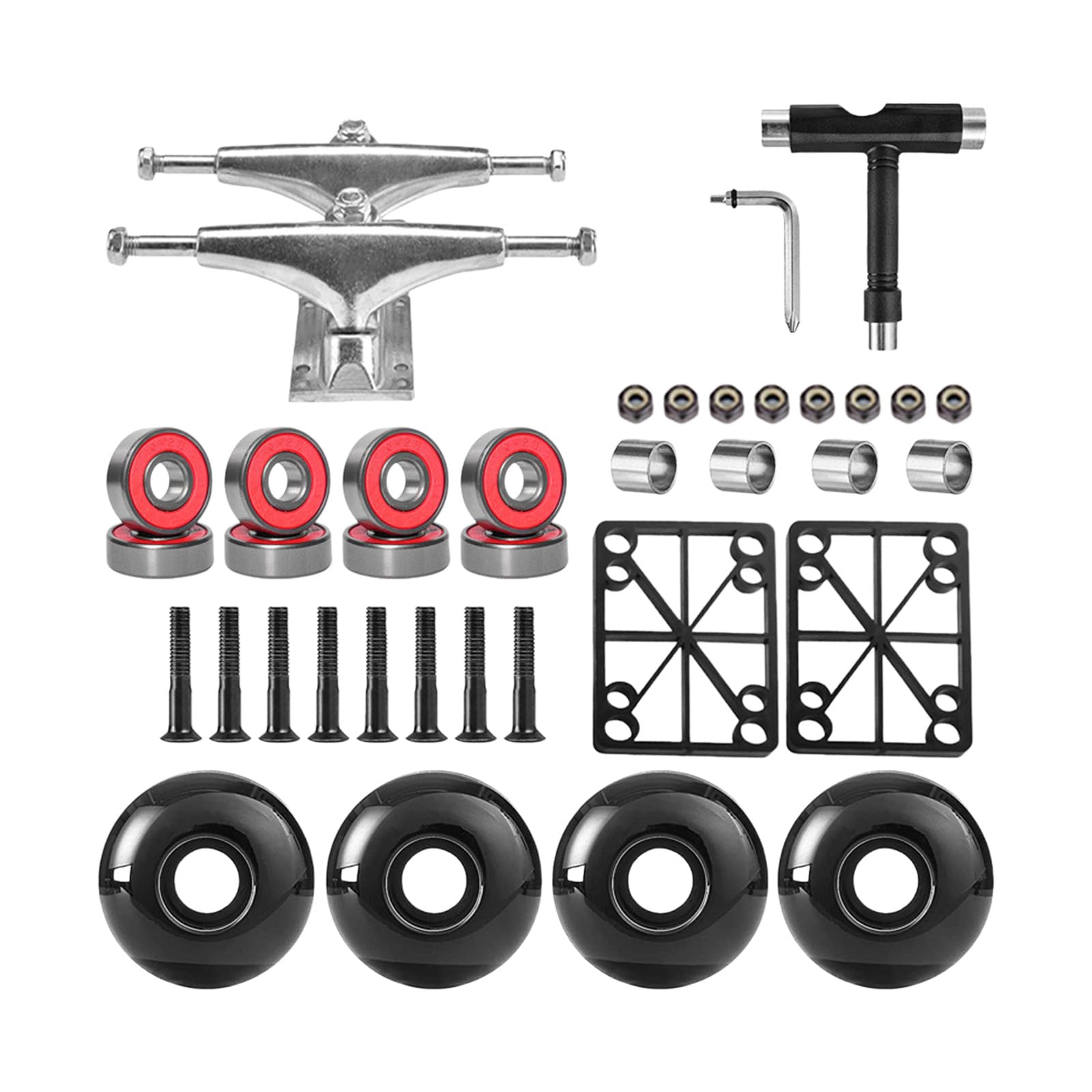 Pont de skateboard de 5 pouces fabriqué avec précision, axes en alliage absorbant les chocs pour un contrôle technique sur la route, des trajets fluides et des essieux de skateboard