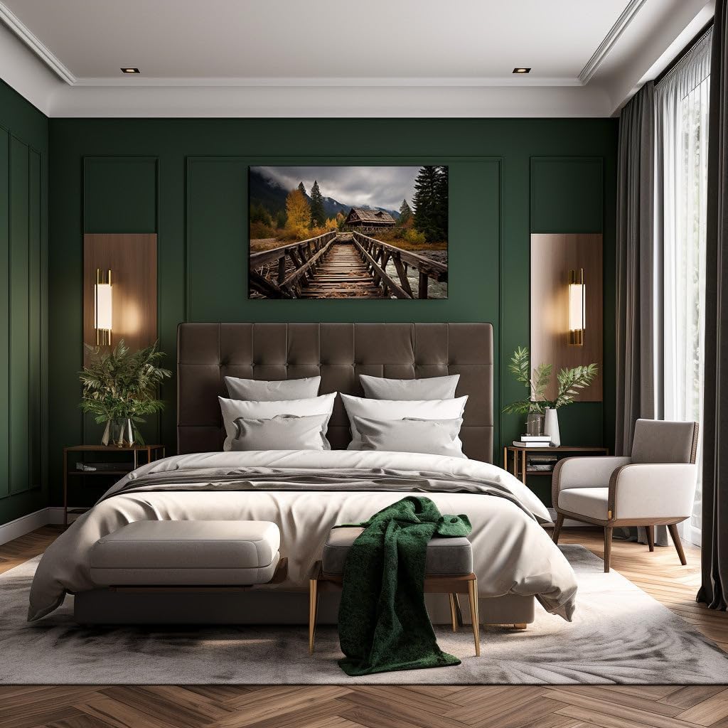 Canvas for Living room. Rustic Serenity Crossing Into Nature's Embrace, 27 x 18 inch Canvas Wall Art - Ready to Hang