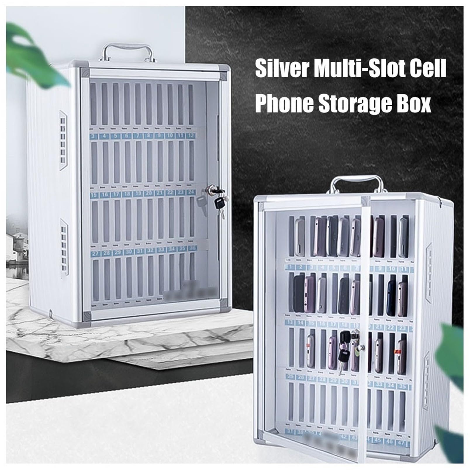 Mobile porta cellulare in alluminio con serratura, montaggio a parete, per scuole e aziende, supporto sicuro per 60 telefoni, perfetto per aule e uffici