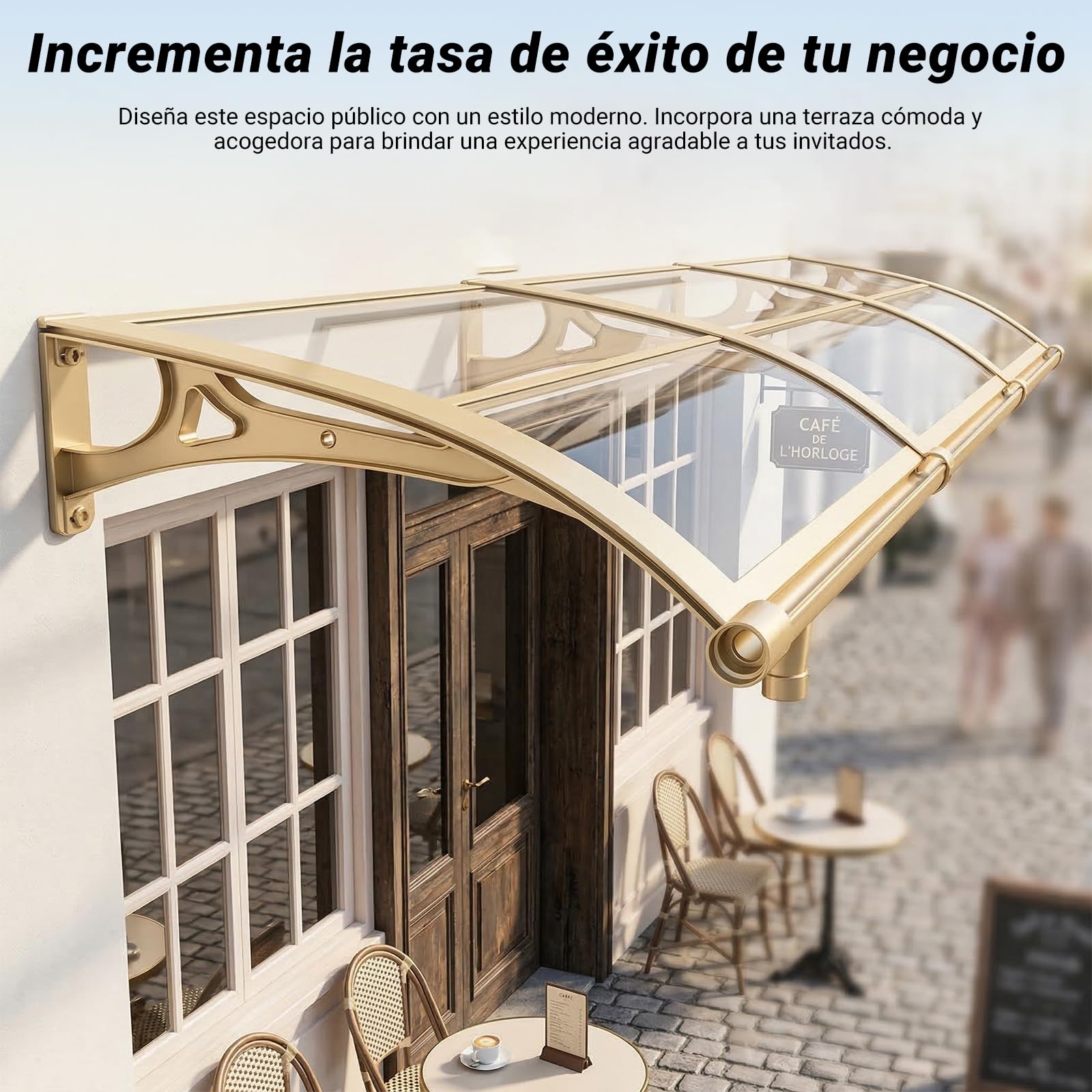 Marquesina para Puerta de Entrada - Marquesina Puerta Exterior, Toldo Exterior de Policarbonato y Aluminio, Protección contra Lluvia, Nieve y Sol, Fácil Instalación