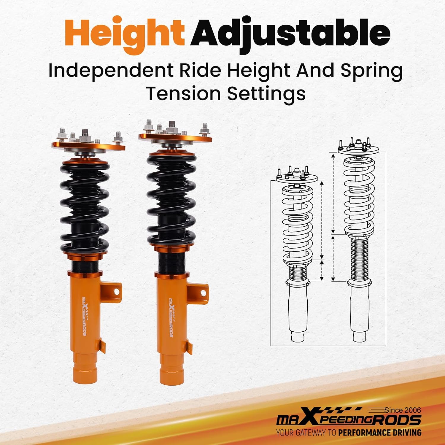 maXpeedingrods Coilovers for Honda Accord 2013-2017, for Acura TLX 2015-2020, Height Adjustable Coilovers Suspension Kit, Preset Damping Shock Absorber Lowering Kit Gold