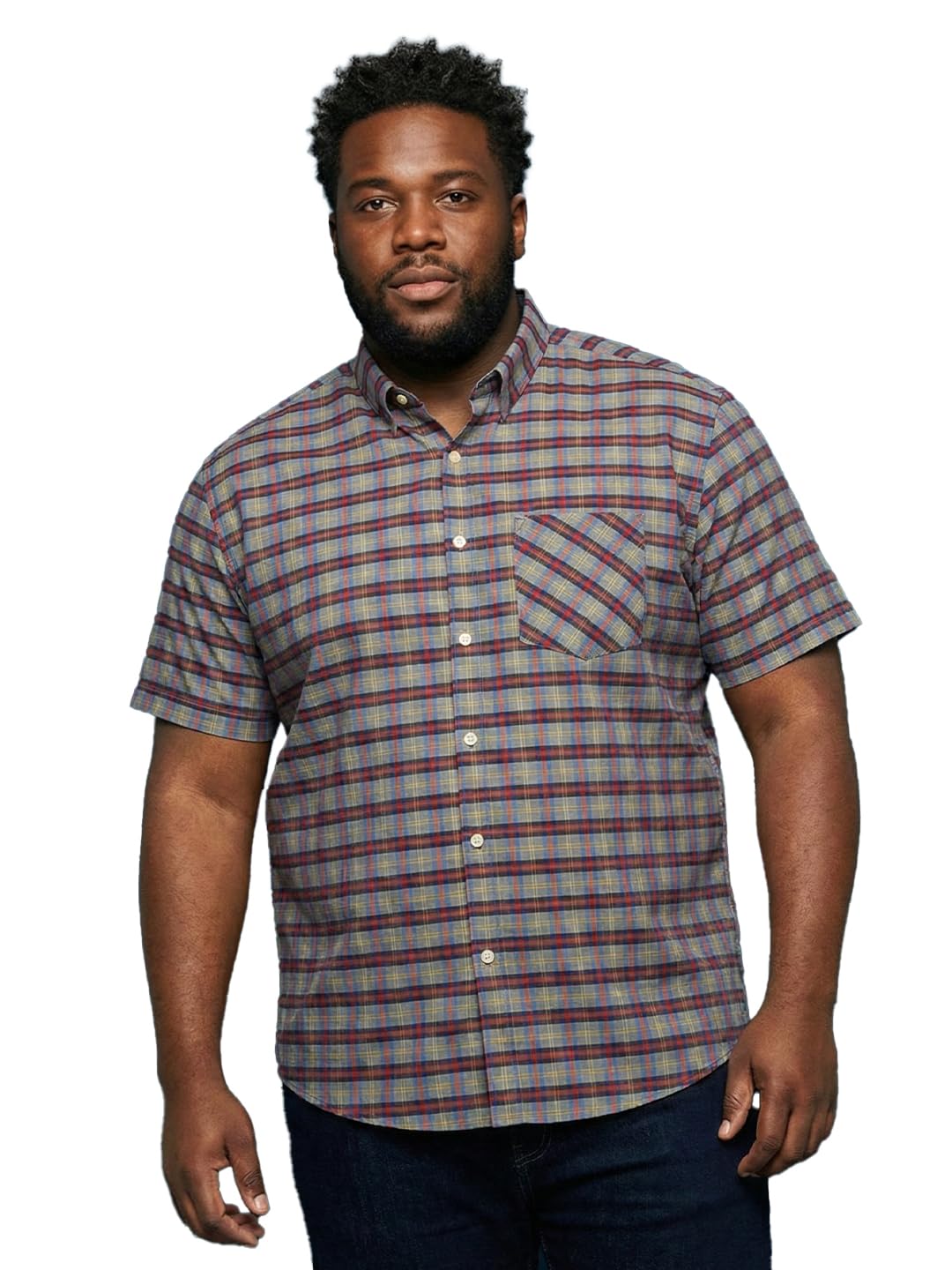 bigbanana Men Plus Size Multicolor Check Half Sleeve Shirt-picture-42