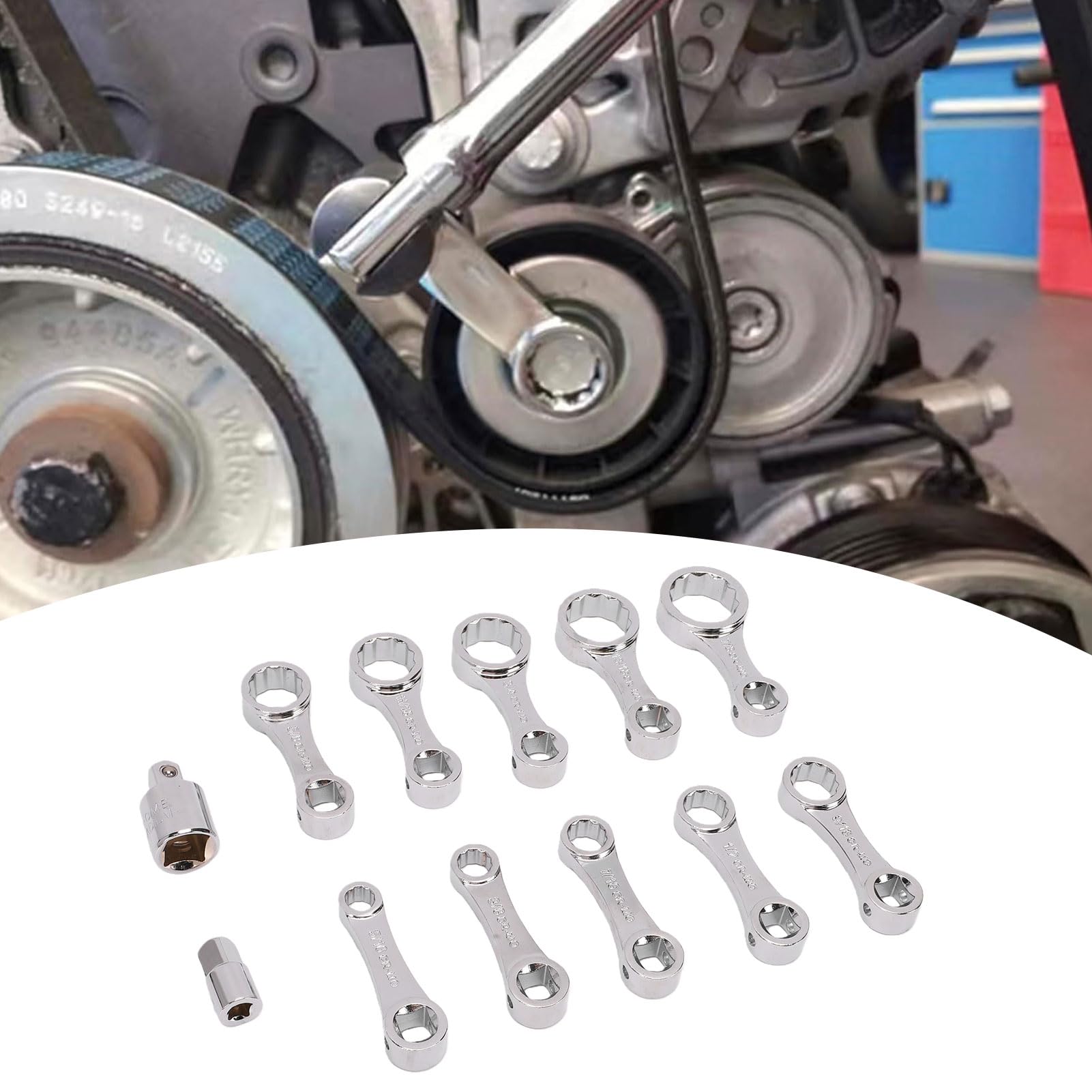 Zestaw Adapterów Dynamometrycznych 3/8 Cala, 12 szt. 12-kątnych Przedłużek Kluczy Skrętnych Oczkowych w 10 Rozmiarach od 5/16 do 7/8 Cala i 2 Adaptery Nasadowe
