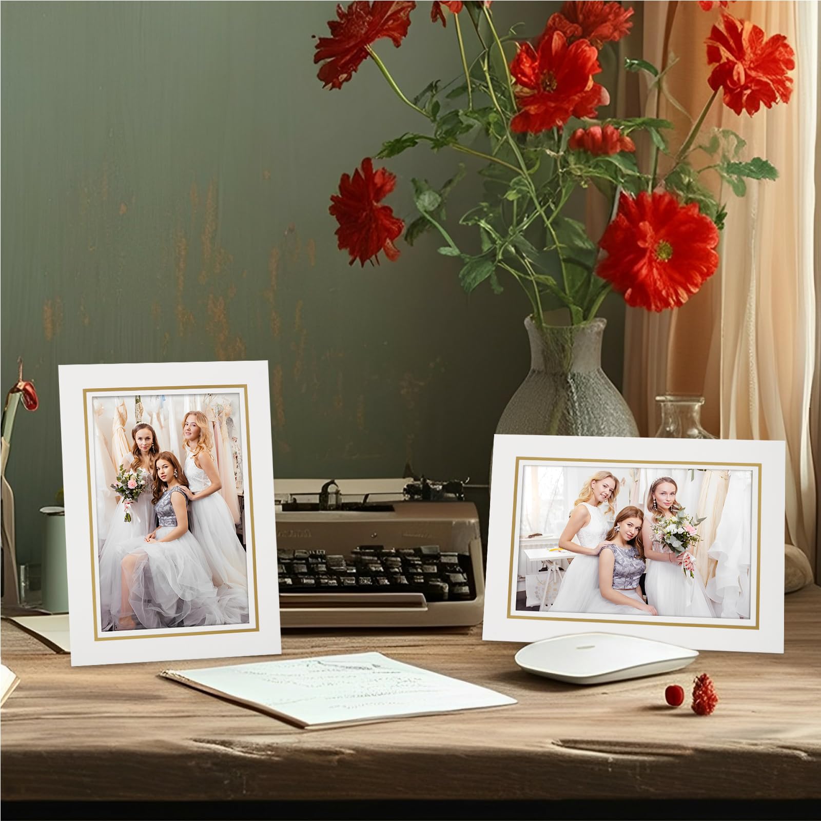 Paquete de 50 marcos de fotos de papel de 5 x 7 pulgadas, marco de fotos de cartón blanco con ventana de exhibición de caballete de 3.5 x 5.5 pulgadas, marco de fotos a granel para fotos