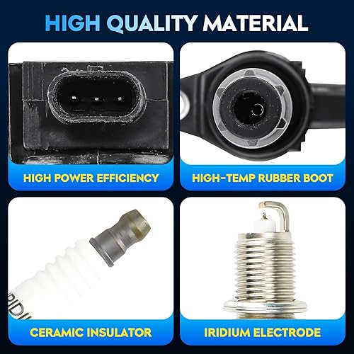 Miniatura 3 de Paquete de bobinas de encendido + bujías de iridio para 07 Chrysler Sebring 2.4L, 07-12 Dodge Caliber 2.0L, 07-09 1.8L, 07 11 2.4L, 11-17 Journey,