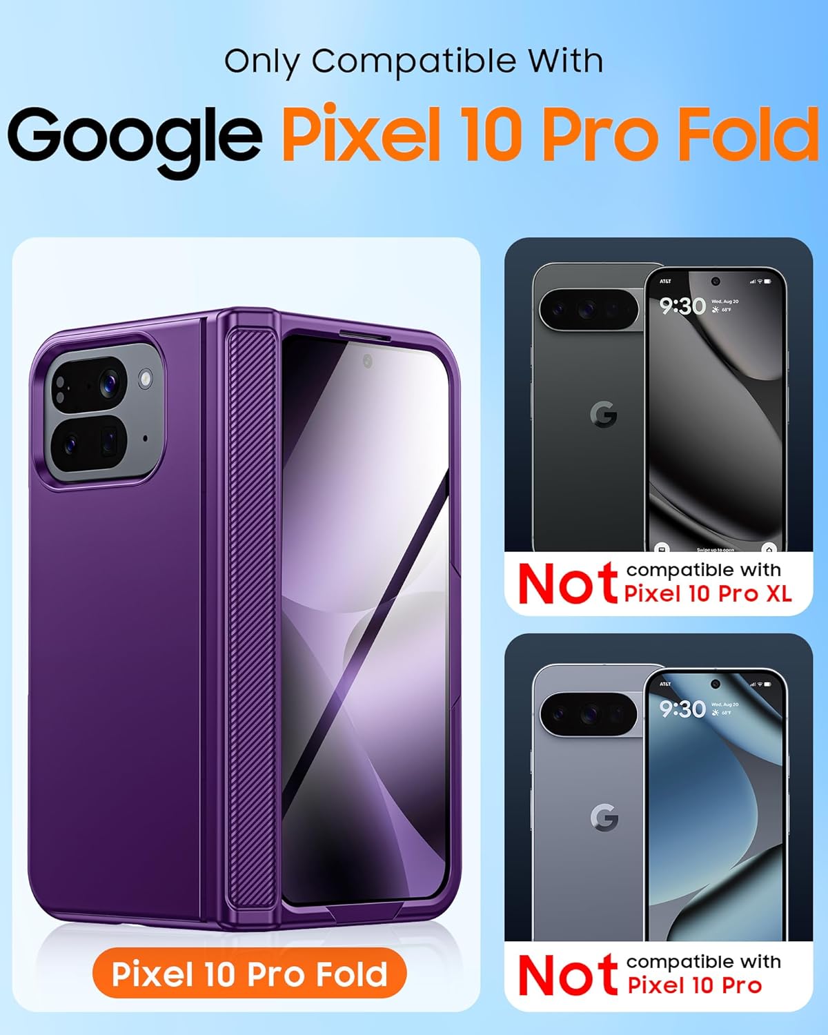 cenmaso magnetic for google pixel 10 pro fold case with kickstand, hinge protection, hidden kickstand, screen protector, slim shockproof phone case for pixel 10 pro fold (purple) magnetic stand purple pixel 10 pro fold