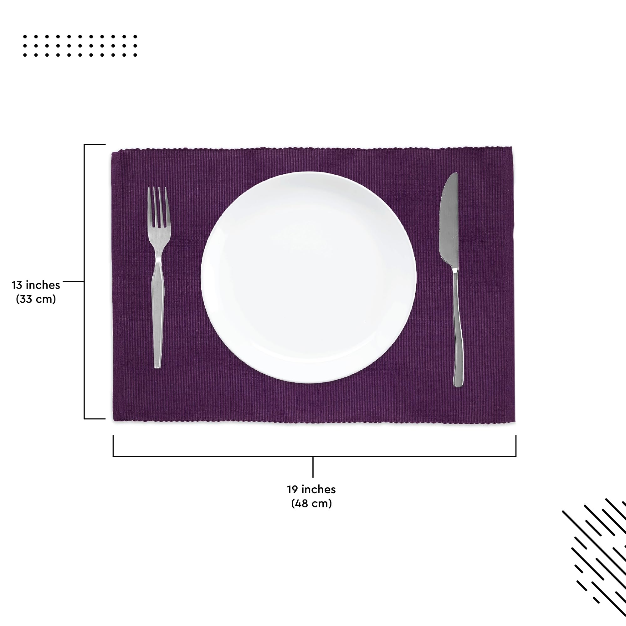 Encasa XO Dining Placemat Set of 6, Purple, 48x32 cm (Set of 6) - Image 3