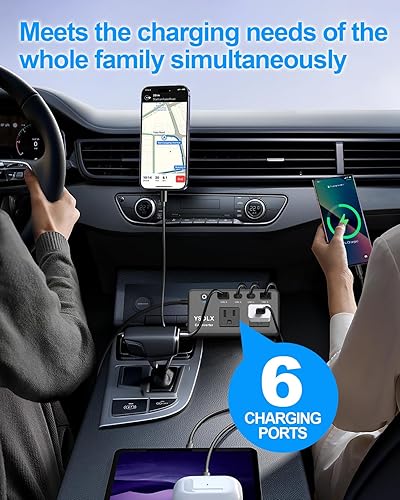 Miniatura 3 de YSOLX - Inversor de corriente para automóvil de 300 W - Adaptador de salida de automóvil dual DC de 12 V a 110 V CA a enchufe de pared, carga rápida