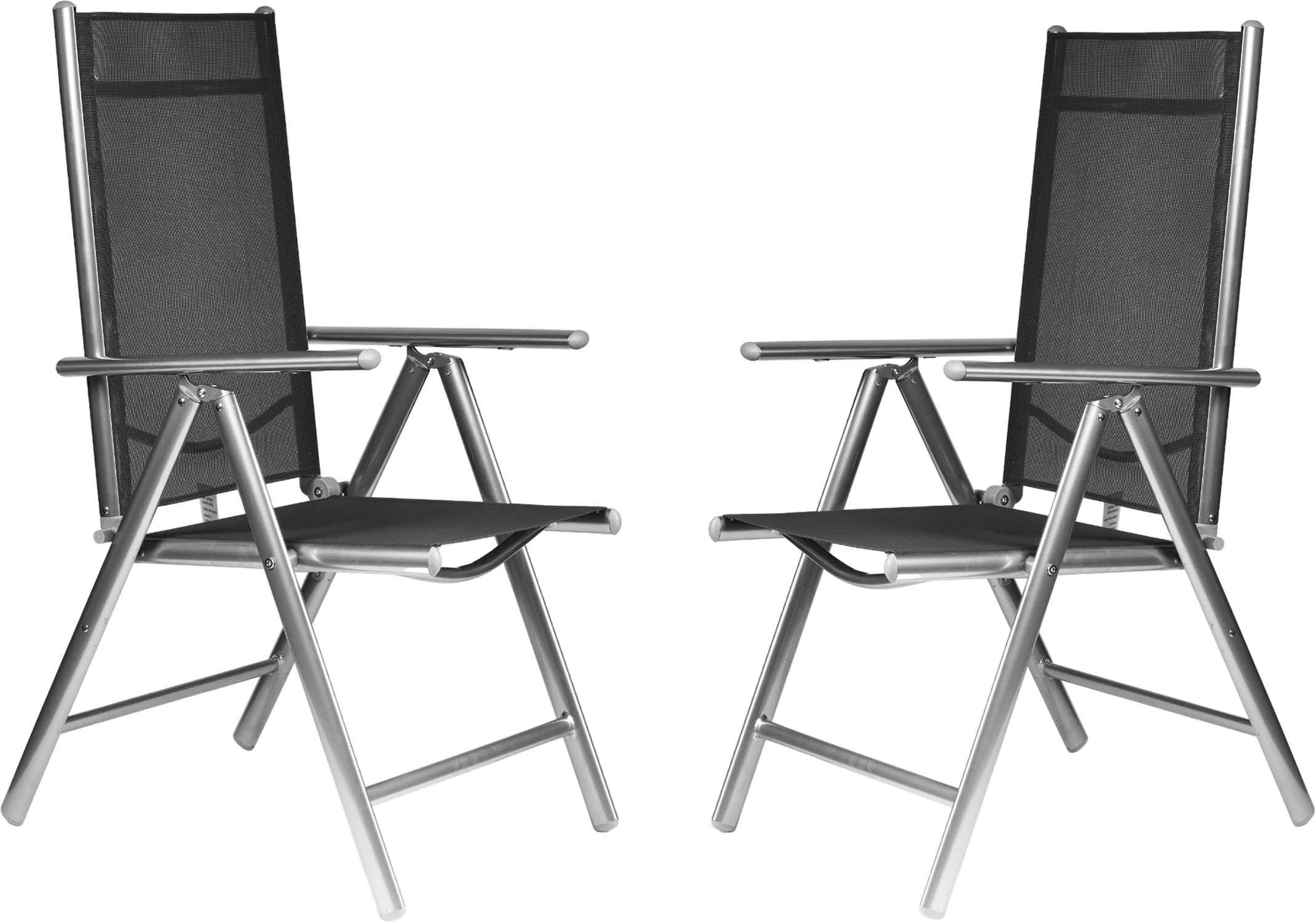 Set 2 Sedie Pieghevoli Da Esterno GOVITA - Schienale Regolabile 8 Livelli, Textilene, Portata 157.5 Kg