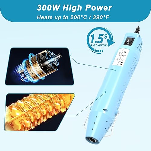 Miniatura 6 de Pistola de calor para manualidades, mini pistola de aire caliente para resina epoxi, envoltura retráctil, relieve, electrónica, envoltura de vinilo,
