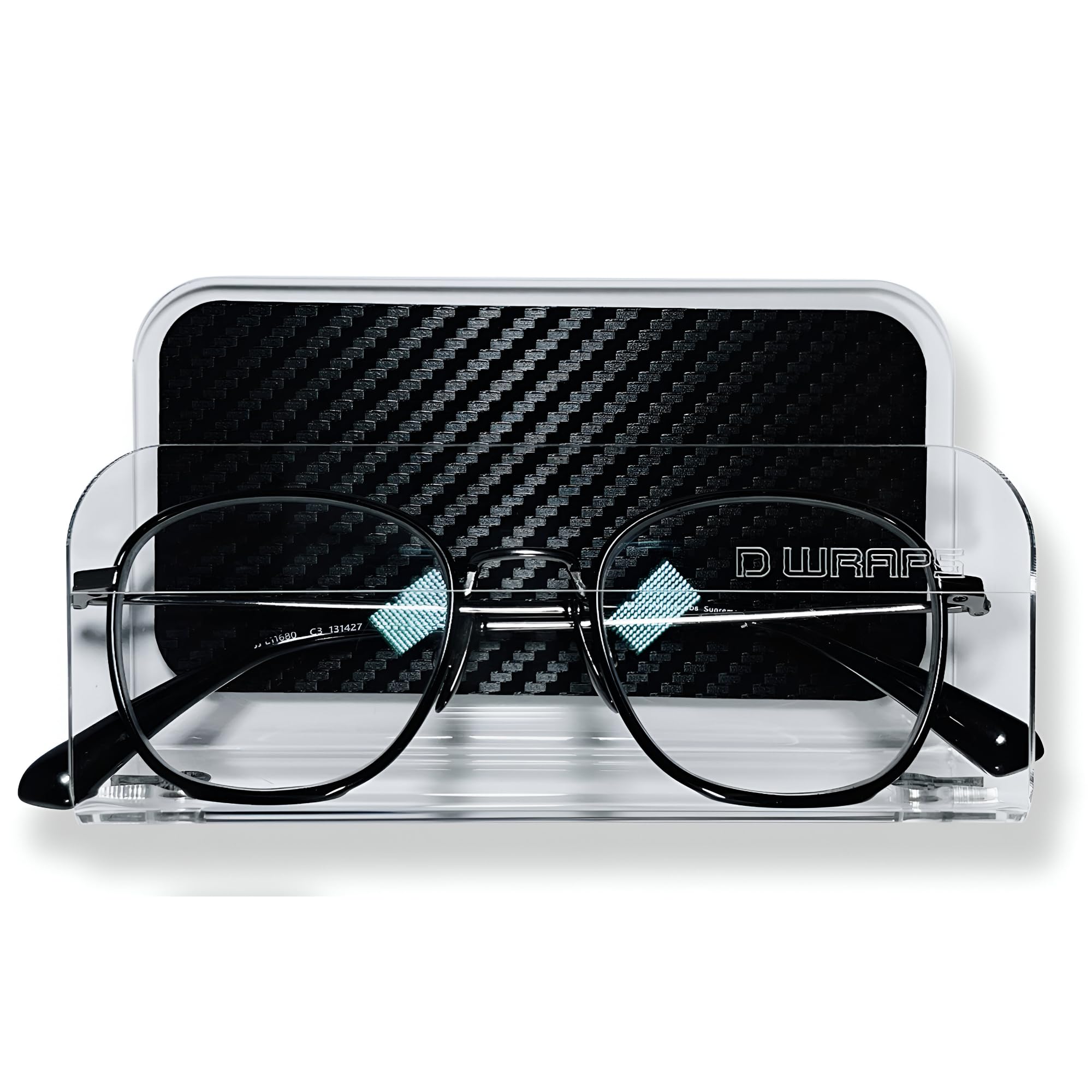 Wall Mounted Specs Holder & Sunglasses Display Case | Self-Adhesive, No Drill No Screw | Transparent Acrylic Eye Care Shelving for Glasses & Remotes | Easy Install Plastic Storage Stand