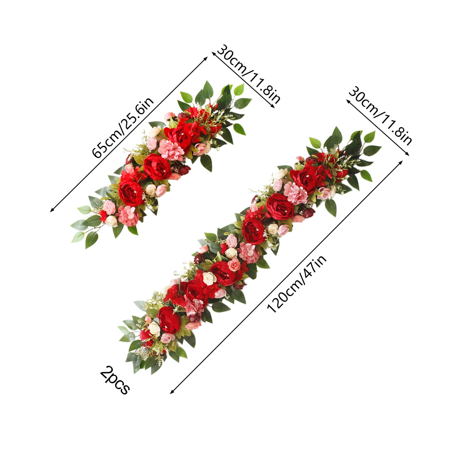 Hochzeitsbogen-Blumen-Set, 2 Stück, Künstliche Rosen-Hortensien-Blumengirlanden, Künstliche Pfingstrosen-Blumengirlanden, Hochzeits-Willkommensschilder für Hochzeitsempfang,(#2)