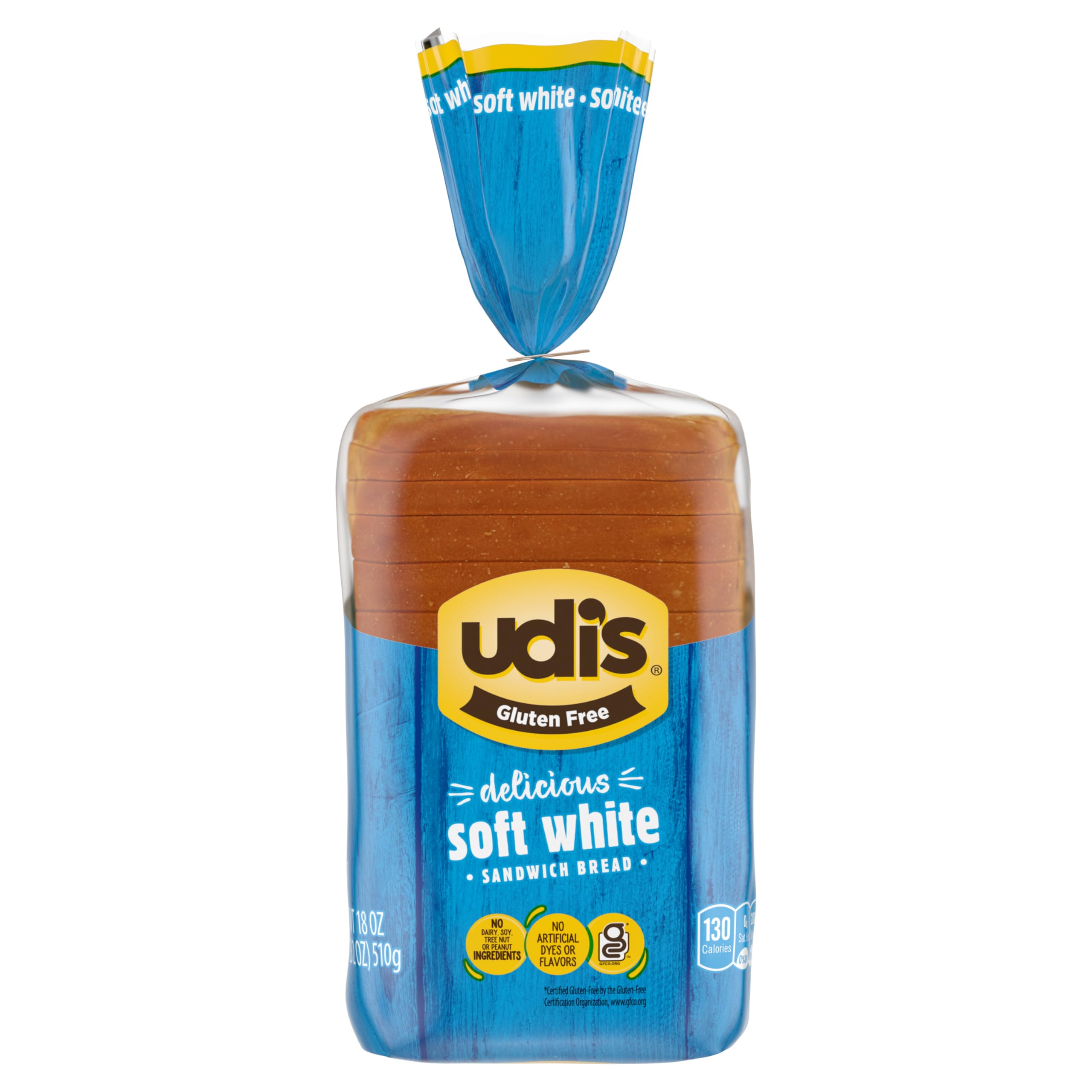 Udi's Gluten Free Delicious Soft White Sandwich Bread, Frozen, 18 oz